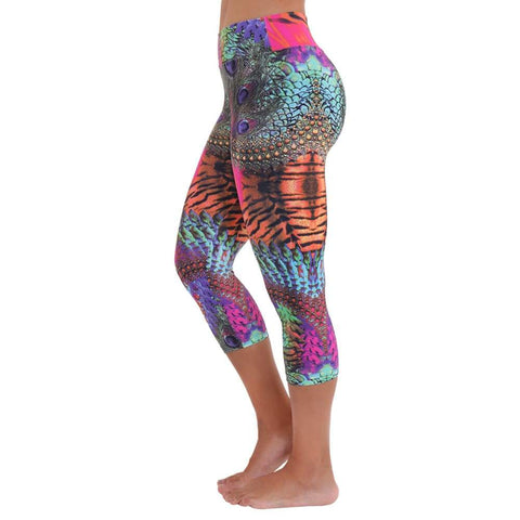 Capri Legging Rainbow Feathers - Leggings